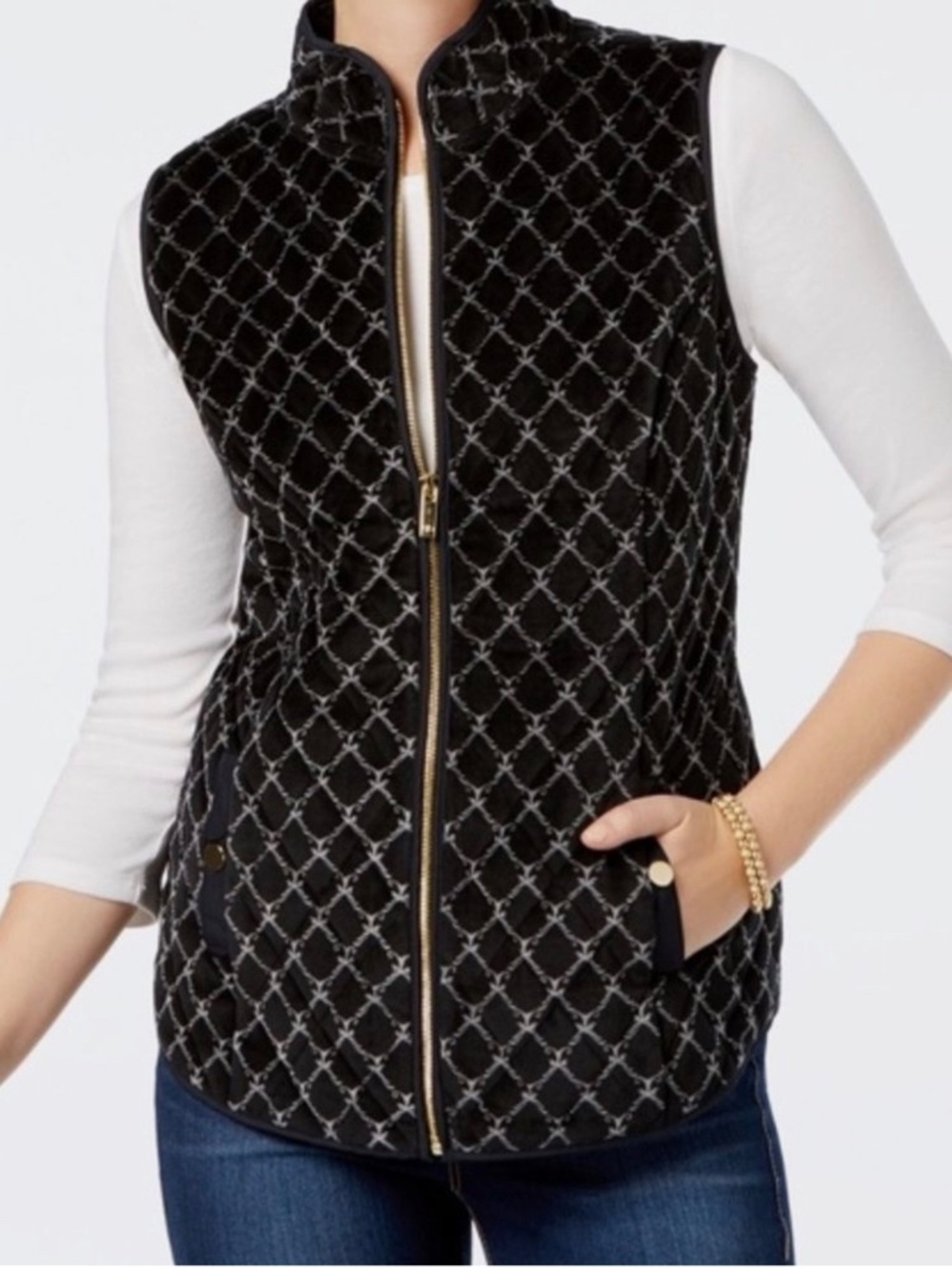 Charter Club Women Diamond Quilted Vest Size M